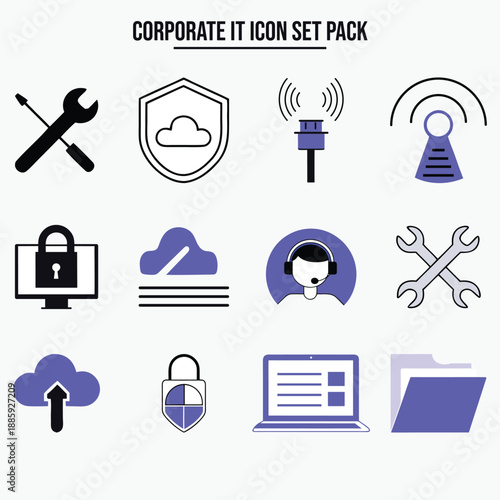Wallpaper Mural Corporate IT Solutions and Network Security Icon Set Pack Torontodigital.ca