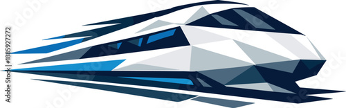 Modern Train Vector. Low-poly vector illustration focused on an iconic high-speed train symbol representing modern transportation