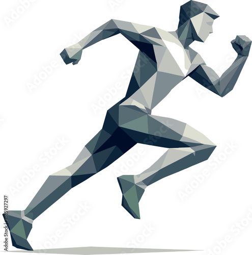 Minimalist Sport Icon. Low-poly vector illustration focused on a minimalist people-and-sport icon concept, polygonal geometric