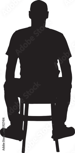 vector, silhouette of a back view of aman sitting on chair