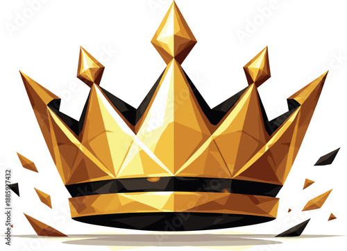 Geometric Victory Crown. Low-poly vector illustration of a crown representing victory, success, and excellence, polygonal