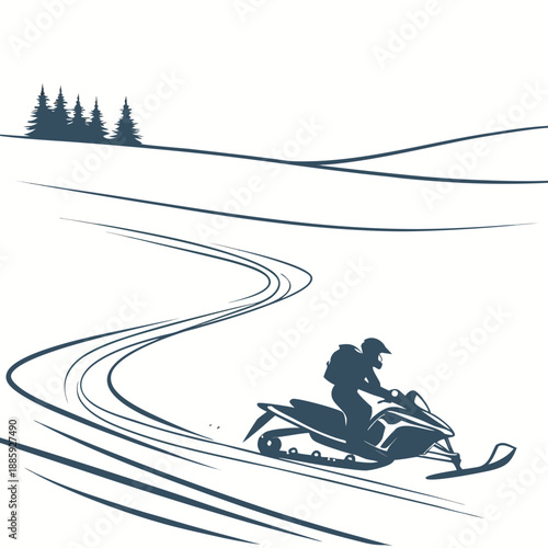 Snowmobiling through snowy trails