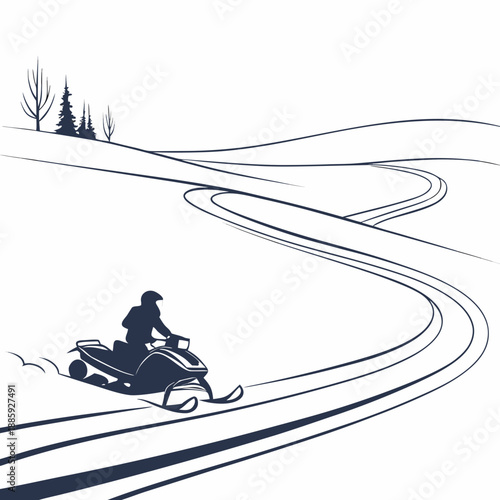 Snowmobiling through snowy trails