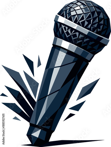 Geometric Microphone Illustration. Low-poly vector illustration of a microphone as a symbol of communication, speech, and
