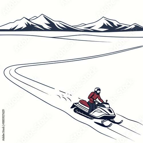 Snowmobiling through mountain trails