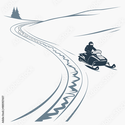 Snowmobiling through snowy trails