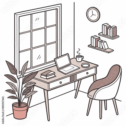 Home office setup with desk and chair