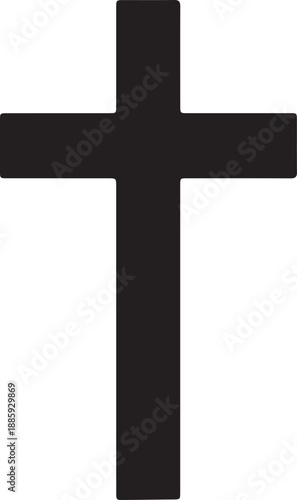 Simple black Christian cross isolated on white