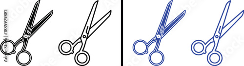 Scissors icons set for tailoring and office stationery vector illustration