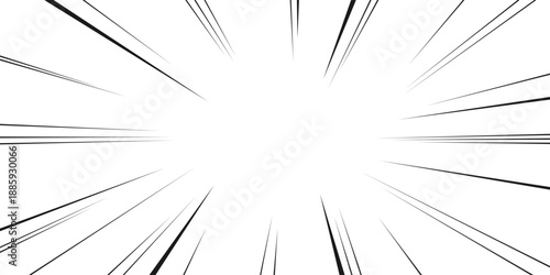 Comic book action lines on transparent  background. Pop art style radial speed lines. Cartoon burst background with rays or superhero action frame, anime or manga style. Vector.