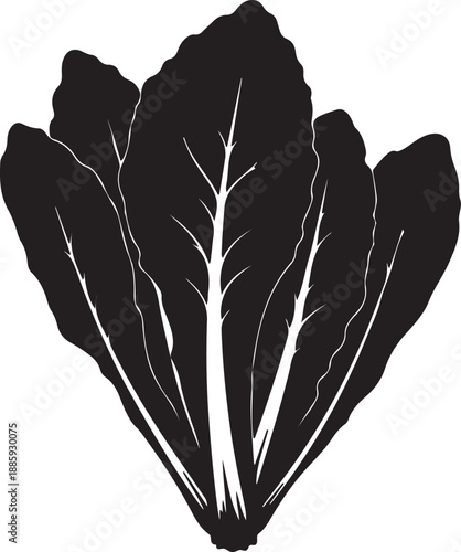 Black silhouette of a bunch of leafy greens
