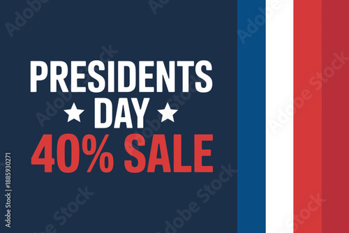 A Presidents Day sale banner with a patriotic red, white, and blue design