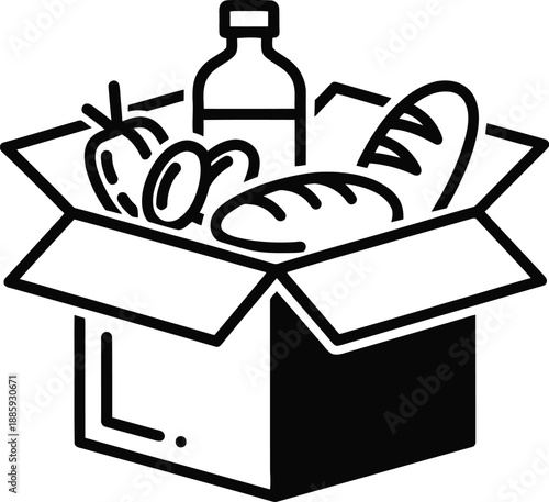 Food box with grocery items