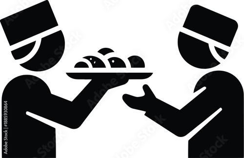 Chef exchanging food on tray