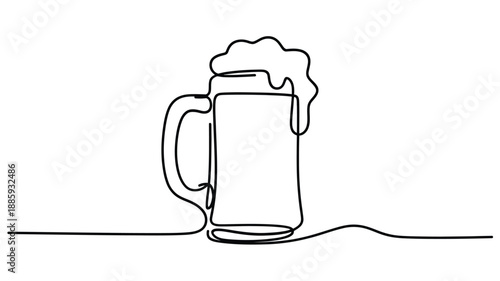 Simple line drawing of a full beer mug with overflowing foam