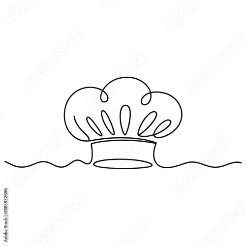 Elegant single line drawing of a classic chef s toque or cooking hat