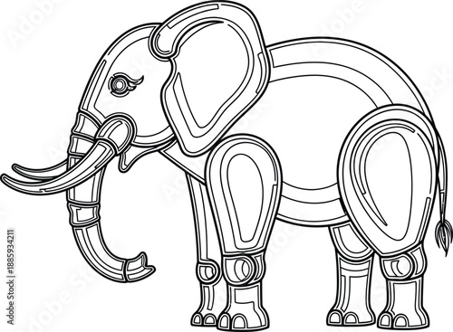 Robotic elephant with futuristic metallic body standing strong