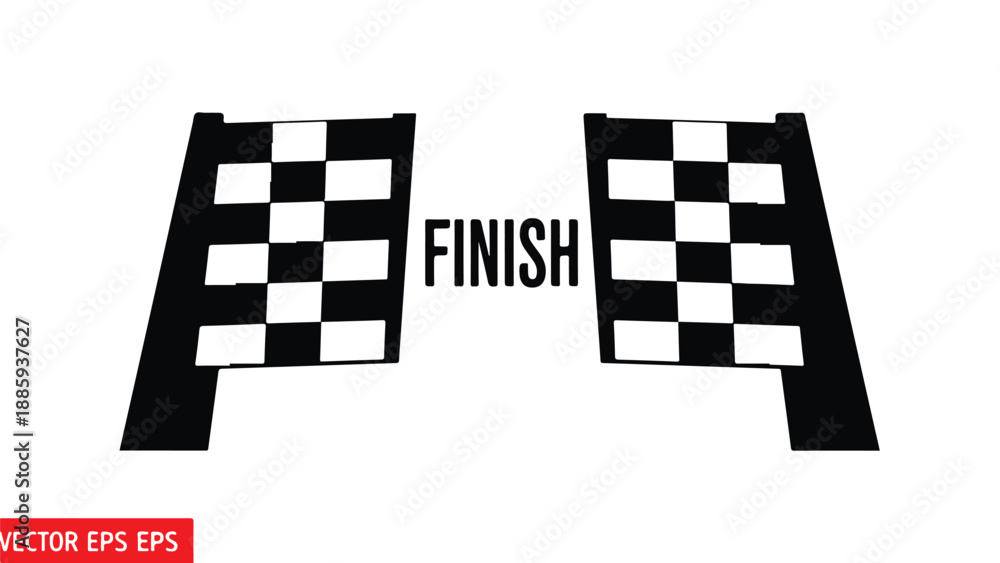 Naklejka premium Checkered Finish Line Flags with FINISH Text - Racing Victory Concept.