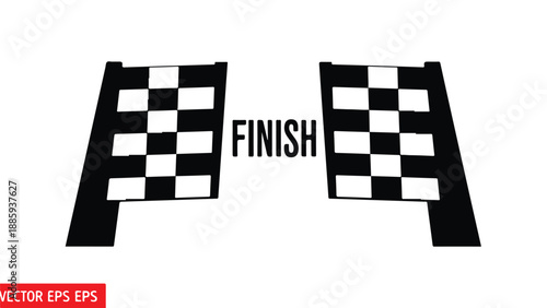 Checkered Finish Line Flags with FINISH Text - Racing Victory Concept.