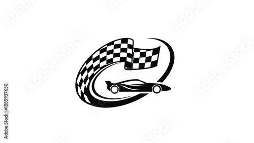 Race Car and Checkered Flag Logo - Speed Victory Motorsport.