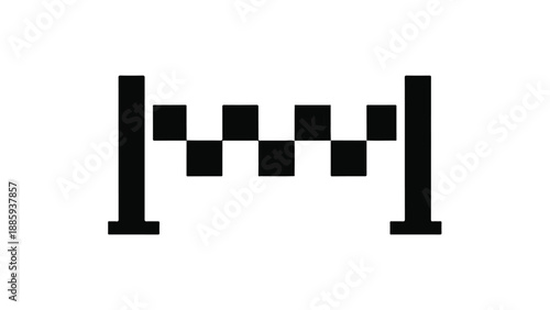 Taxi Sign Symbol Black and White Checkerboard Transportation Icon.