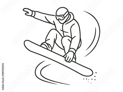Snowboarder in dynamic motion on mountain slope