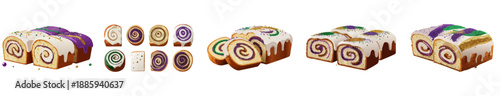 Mardi Gras Pastry Illustration Set – Realistic Carnival Desserts and Festive Sweets