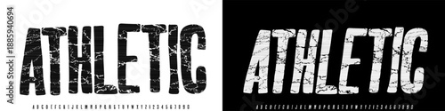 Alphabet heavy Bold Font. texture rough ,Uppercase strong, Italic and Number ,Typography urban style fonts for fashion, sport, technology, digital, movie, logo design, vector illustration