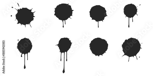 Black paint vector. Spray Paint Elements, ink brush strokes, Black splashes set, Black grunge with frame, Dirty artistic design elements, boxes, lines, frames for text. Set of grunge ink splatter.