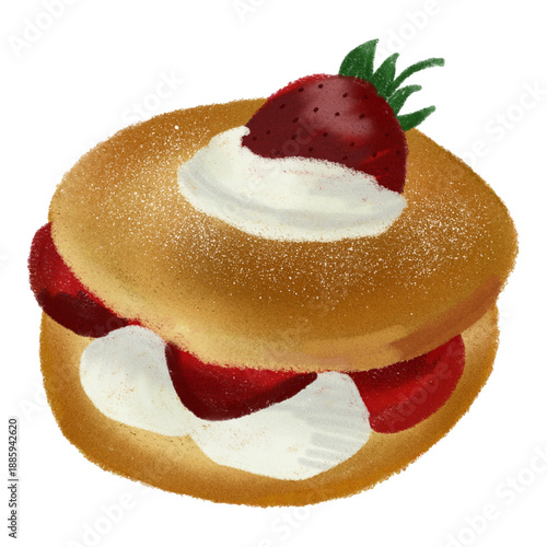Strawberry donut bread dessert food