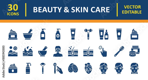 Collection of beauty and skin care icons in vector format for design and editing purposes