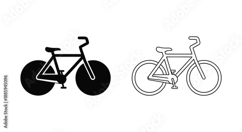 Bicycle illustration showing a filled and outlined design a striking visual silhouette