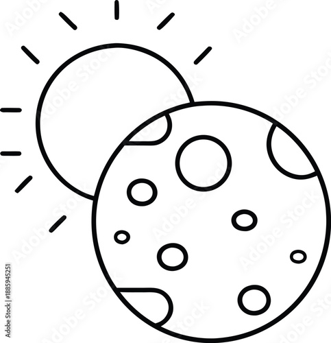 moon line art vector illustration on transparent background