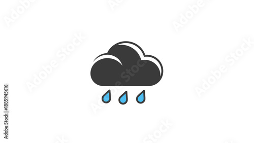 Rain Cloud Icon - Weather Forecast Symbol Rainy Day Storm.