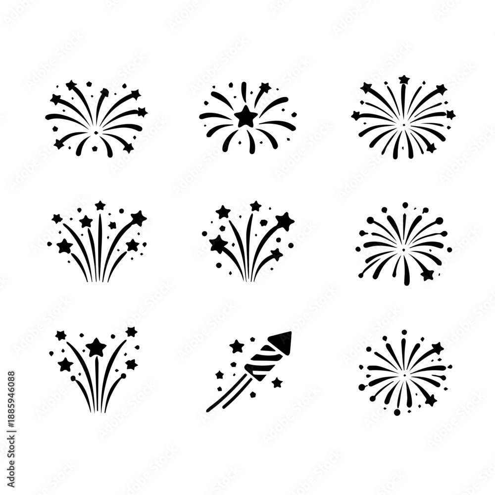 Fototapeta premium fireworks vector icon set on a white background Vector icon set