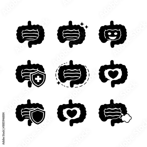 intestines vector icon set on a white background Vector icon set