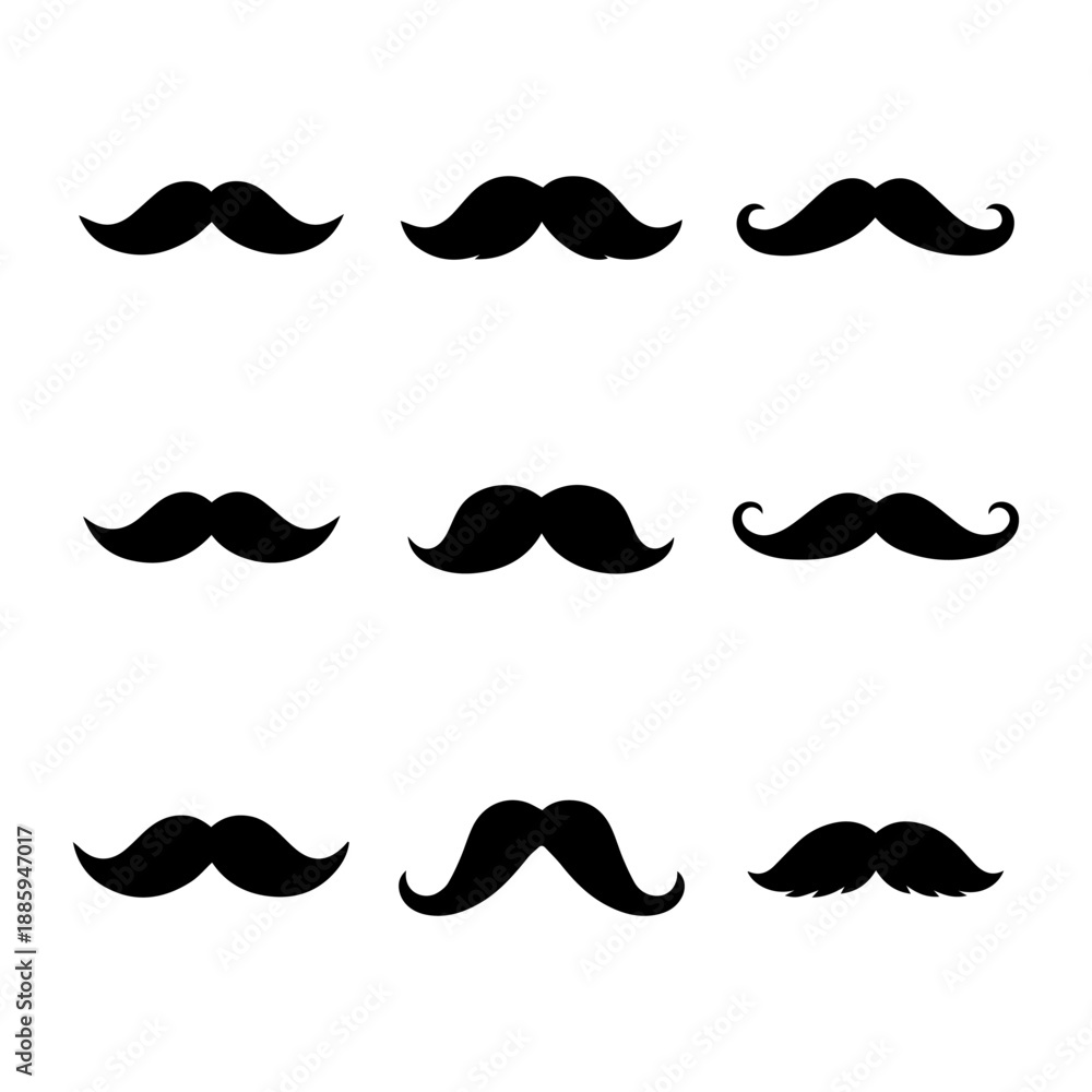 Fototapeta premium mustache vector icon set on a white background Vector icon set