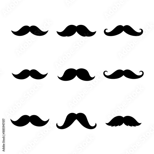 mustache vector icon set on a white background Vector icon set
