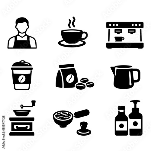 barista vector icon set on a white background
Vector icon set