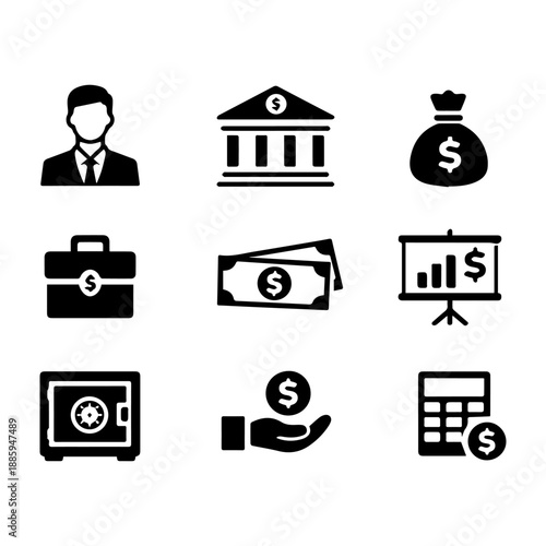 banker vector icon set on a white background
Vector icon set