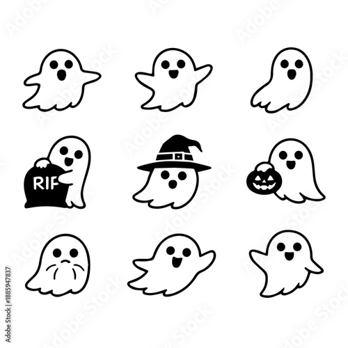 ghosts vector icon set on a white background
Vector icon set