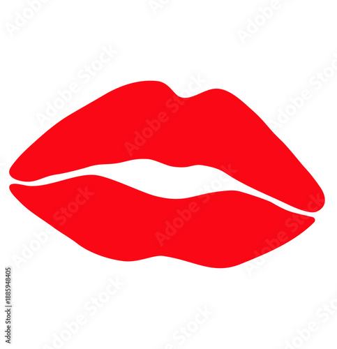 Seductive red lips. Simple shape. Isolated on white background