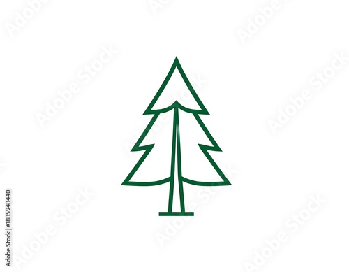 Outline of a green evergreen tree, centered on a white background, simple and clean