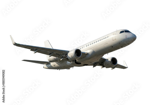 Commercial airliner in flight isolated on transparent background