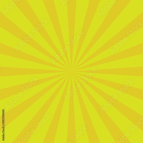 An abstract summer vector illustration featuring a radial orange sunburst with vintage yellow sunbeams and retro starburst rays creates a vibrant sunrise wallpaper design