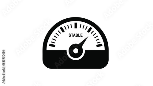 a black speedometer gauge showing stable simple icon design silhouette