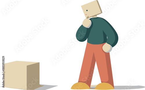 Calm abstract geometric figure stands beside single focused block in wide white space reframing online multitasking illusion into