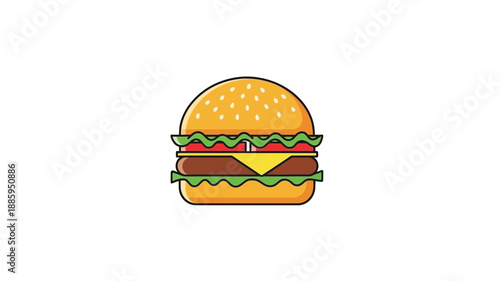 a simple burger illustration with sesame seeds and a distinct silhouette
