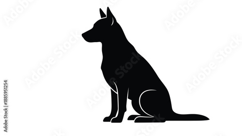 a black silhouette of a german shepherd dog sitting in profile