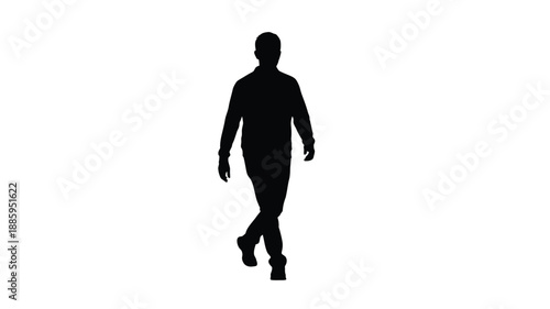a lone figure walking forward isolated against a white background silhouette